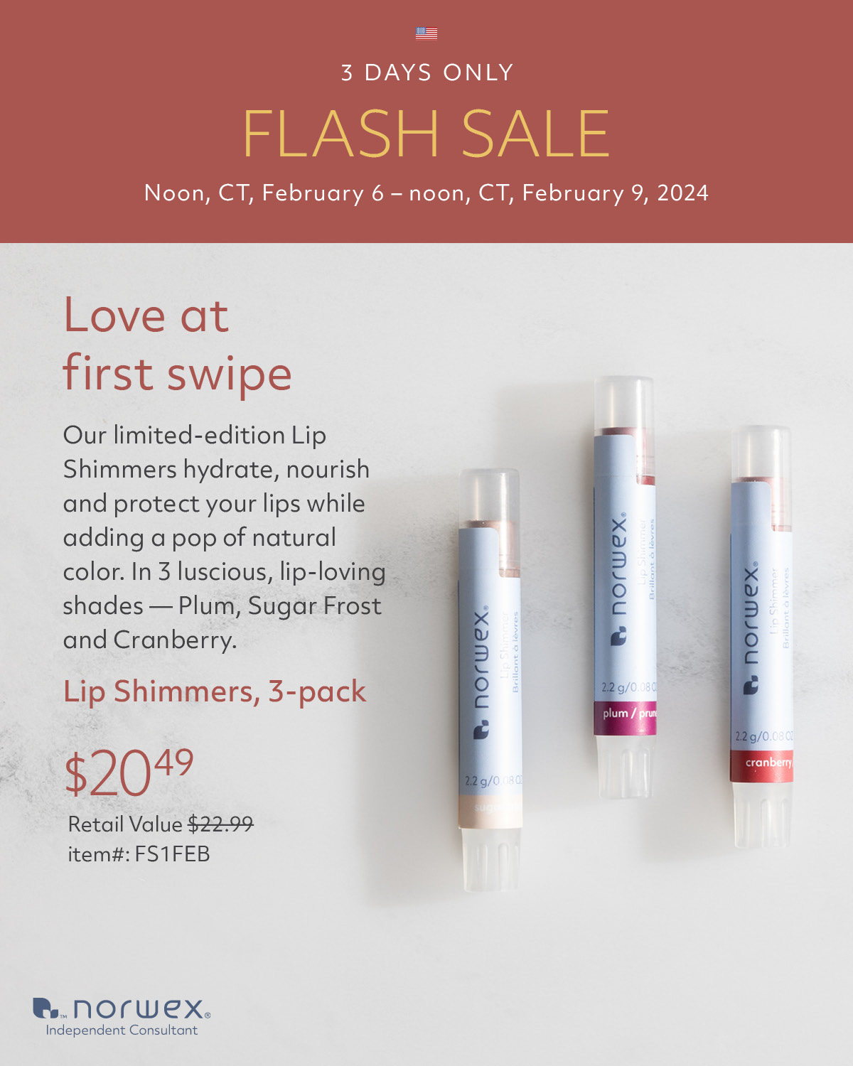 Norwex Lip Shimmers | Norwex Flash Sale February 6 - 9, 2024