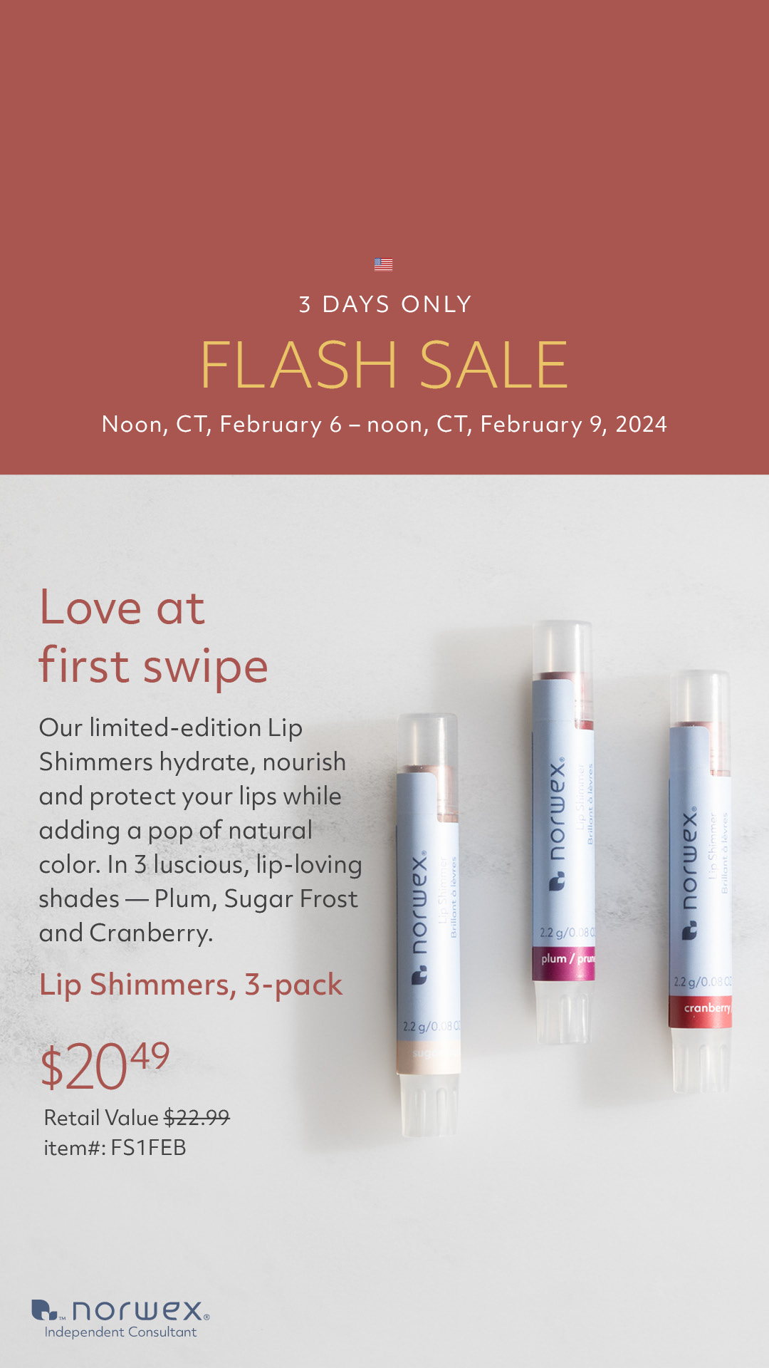 Norwex Lip Shimmers | Norwex Flash Sale February 6 - 9, 2024