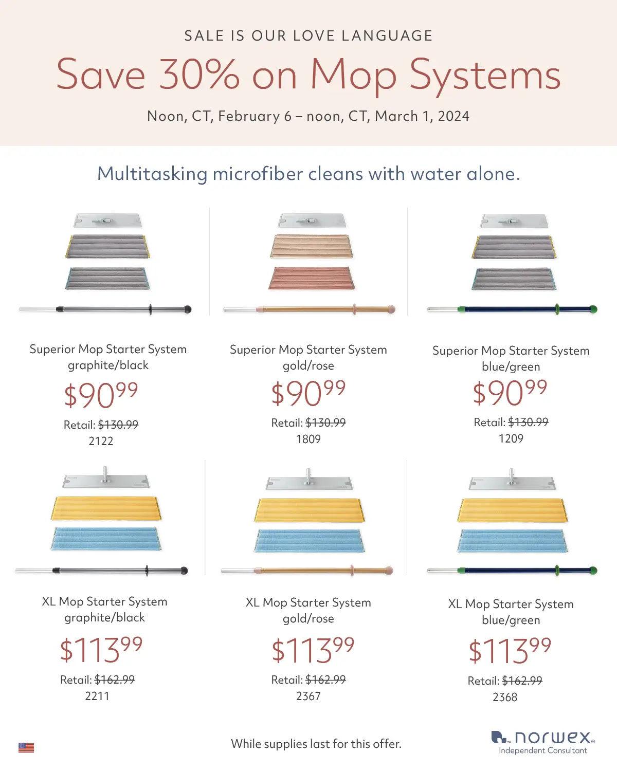 Save 30% on Norwex Mop Systems | Norwex Flash Sale February 6 - March 1, 2024