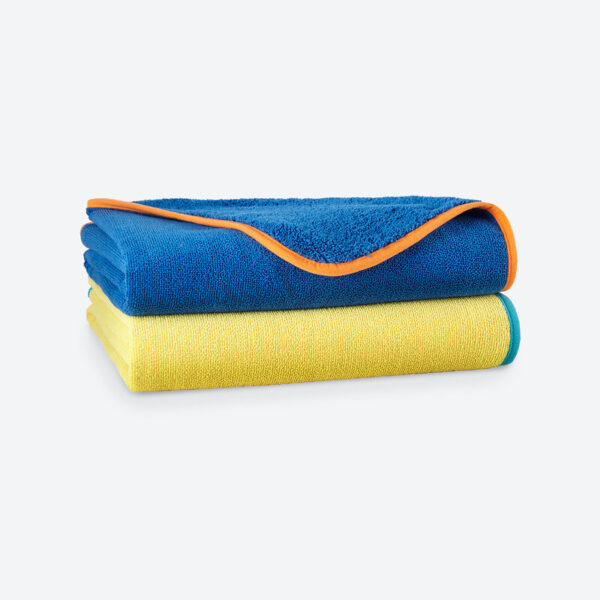 Norwex Kids Towel, Yellow with Teal Trim