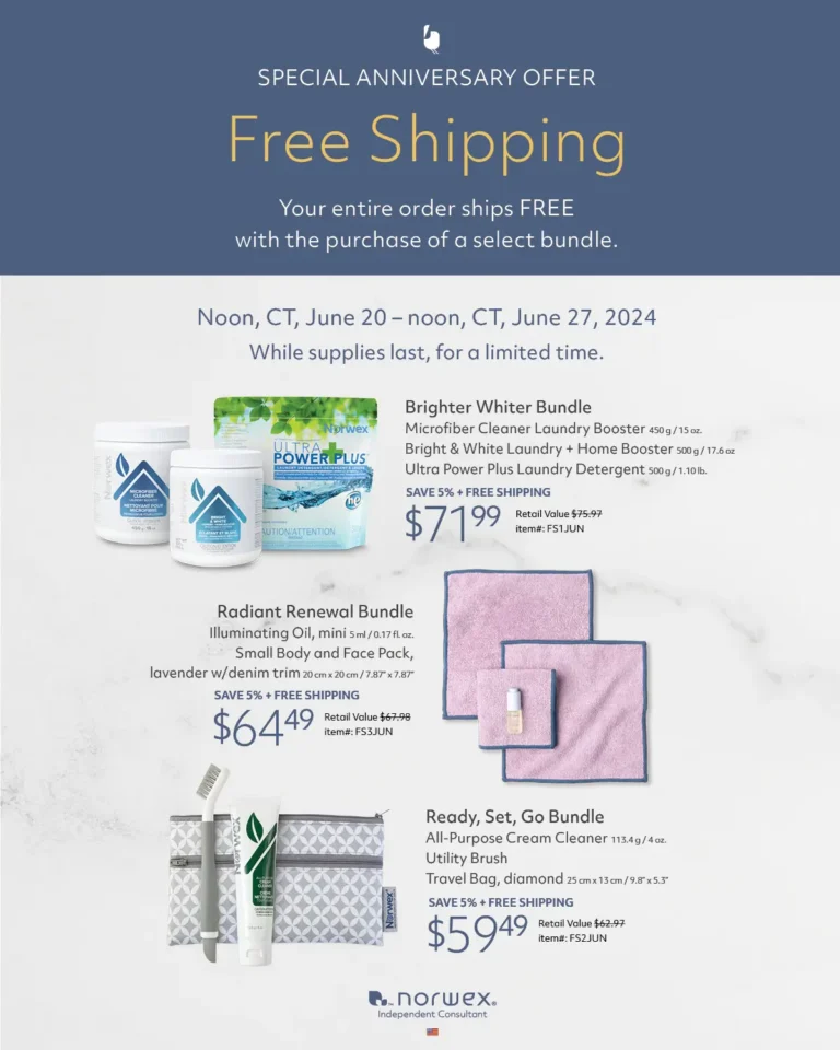 Norwex Free Shipping Offer with purchase | June 20-27, 2024