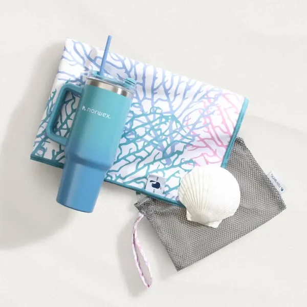 Norwex Anniversary Beach Towel And Tumbler Set