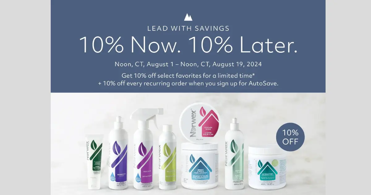 Norwex August 2024 Savings | 10% Now, 10% later