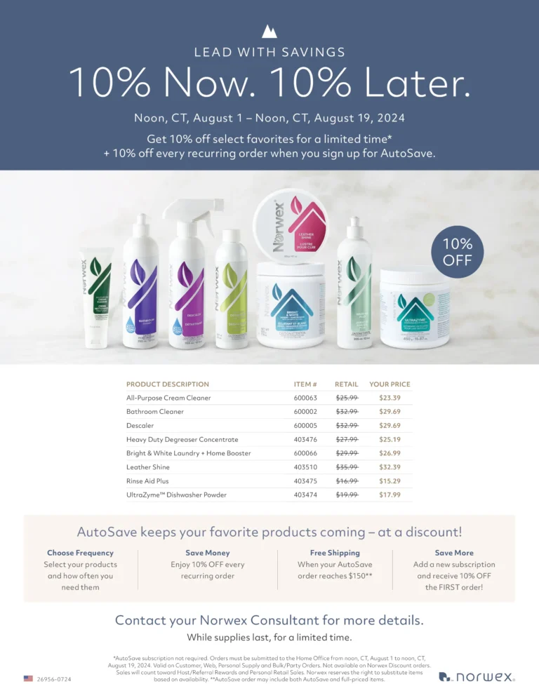 Norwex August 2024 Savings | 10% Now, 10% later